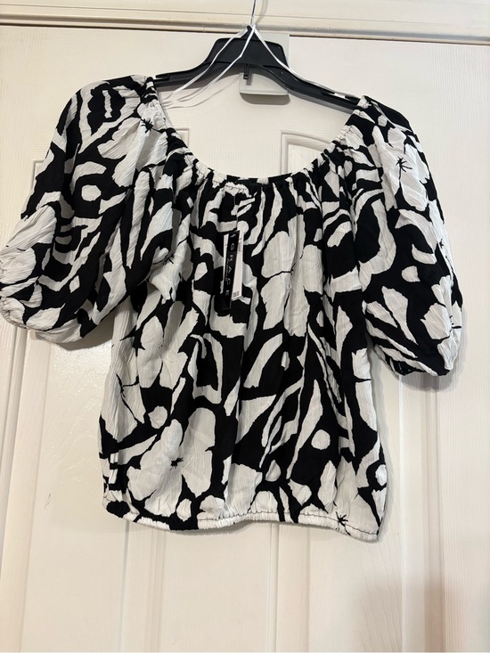 Grace Tops - Grace Black and White Floral Off-Shoulder Blouse